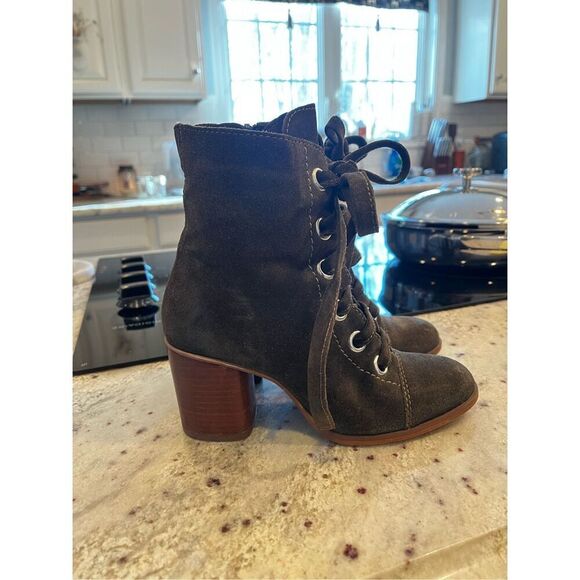 Steve Madden Olive Green Lace Up Side Zip Boots sz 6 EUC - Picture 5 of 8